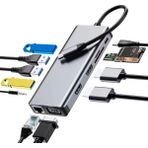 Foxyn FXN-12H USB Hub 3.0 4K Çift HDMI 1000MBPS Gigabit Ethernet VGA MacBook USB Sd Card Çevirici Adaptör
