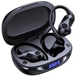 FOYCOY Bluetooth Kulaklıklar Kablosuz Kulaklıklar 90 Saat Çalma Süresi Kulak Tomurcukları IPX7 Kablosuz Şarj Kutusu ve Kulak Üstü Kulak Kancalı Su Geçirmez Spor Kulaklıklar LED Güç Ekranı Stereo Bas