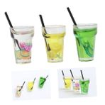 FOYTOKI 6 Adet Minyatür Süt Çay Takılar Mini Meyve Çayı Süsü Küpe Takılar Minyatür Meyve Çayı Takılar Kabarcık Çay Takılar Diy Takı Aksesuarları Minyatür Dekorasyon Oyuncak Bebek Evi Kolye