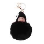 FOYTOKI Peluş Anahtarlık Uyuyan Bebek Bebek Tüylü Anahtar Siyah Asılı Kolye Aile Aksesuarı Için