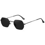 Fozono Küçük Sekizgen Polarize Güneş Gözlüğü Kadın Erkek Klasik Retro Trendy Metal Çerçeve Poligon Güneş Gözlükleri FZN3556, SİYAH/GRİ, Small