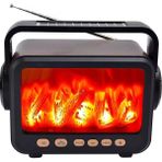 FP-337-S Solar Panelli Şömine Nostaljik Görünümlü Bluetoothlu ve Fenerli Mp3 Çalar Radyo Müzik Kutusu - Kahverengi