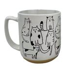 FPlace Kadın Kız Beyaz-Gri Karikatür Kediler Seramik Kupalar Kahve Kupası Su Bardağı 450 ml/15 oz. Sevimli Komik Orijinal Vintage