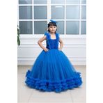 FR Shop SAKS MAVİSİ BELDEN FIRFIRLI ASKILI ETEK UCU FIRFIR DETAYA SAHİP ÇOCUK ABİYE