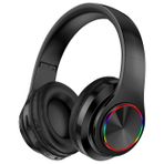 Fragolucyou Kablosuz Bluetooth Kulaklıklar-Renkli Işıklar, Büyük Pil Kapasitesi, Katlanabilir, Bluetooth 5.0,10 m Menzil, Stereo Surround, Dahili Mikrofon, Rahat yapıştırılmış Kulaklar (Siyah)
