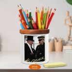 Fraklı Atatürk ve Komutan Ahşap Seramik Kalemlik -r220 - Renkli