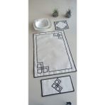 Frame Style 18 Parça Linen Kumaş Amerikan Servis Seti - 35 x 47 cm - Açık Krem