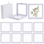 Framendino, 20 paket beyaz 3D yüzen çerçeve vitrin 3.5x3.5x0.8 Pull-Out PE takı ekran kutusu bozuk para ekran tutucu standı takı AA madalyon taşlar