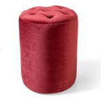 FRAMGAN Chester Puf- Kapitoneli Puf - Yuvarlak Puf – Makyaj Masası Pufu - Dekoratif Ayak Uzatma Pufu - 35x35x45 - Bordo
