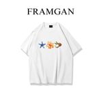 Framgan Kadın Yıldız Çiçek Coconat Baskılı Beyaz T-Shirt