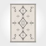 Frances Geometrik Krem Pamuk Kare Pamuk Makinada Yıkanabilir Kaymaz Taban Dijital Makine Baskı Salon Halı-I-Cr-İskandinav-3052PC-160x160