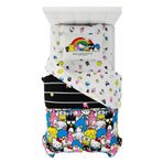 Franco Sanrio Hello Kitty & Friends Nevresim Takımı 5 Parça Süper Yumuşak Yorgan ve Çarşaf Seti, Şemli, İkiz, (%100 Resmi Lisanslı Ürün) Koleksiyon Ürünleri