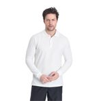 Frank Erkek Beyaz%100 Pamuk Pike Örme Esneyen Kumaş Slim Fit Dar Kesim Uzun Kol Polo Tişört Beyaz M