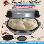 Frank & Müller Germany Mini Taş Pizza Fırını 1-5 lt Gri Gövde Statik Pişirme Ayarlı Isı ve Zamanlayıcı