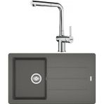 Franke Bfg 611 Granit Stone Grey Evye, Active Plus Doccia Krom Spiralli Armatür Seti - Stone Grey Krom Set - Gri