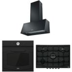 Franke Country Matt Black Ankastre Set (Fco 86 H MB Fırın-Fch 755 4g Tc MB C Ocak - Trendline Plus Bk 70 Davlumbaz)