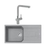 Franke Fragranit Urban Ubg 611-100 Stone Grey Tekgözlü+Active Plus Doccia Stone Grey Evye Armatür