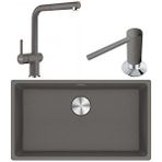 Franke Maris Mrg 110-72 Granit Eviye-active Plus Doccia 2.0 Armatür-sıvı Sabunluk Üçlü Set Stone Grey Gri