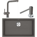 Franke Maris Mrg 110-72 Granit Eviye-Active Plus Doccia 2.0 Armatür-Sıvı Sabunluk Üçlü Set Stone Grey