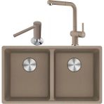 Franke Maris Mrg 120-35-35 Oyster Granit Eviye + Active Plus Doccia 2.0 Armatür + Comfort Sıvı Sabunluk Üçlü Set