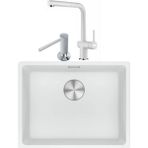 Franke Maris Mrg 210/110-52 Bianco Granit Eviye Actıve Plus Doccia 2.0 Armatür Sıvı Sabunluk Üçlü Set Bianco - Beyaz