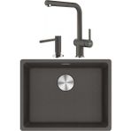 Franke Maris Mrg 210/110-52 Slate Gri Granit Evye Active Plus Doccia 2.0 Batarya Comfort Sıvı Sabunluk Set - GRİ