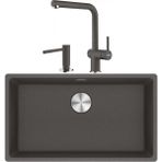 Franke Maris Mrg 210/110-72 Granit Eviye Active Plus Doccia 2.0 Armatür Sıvı Sabunluk Üçlü Set Slate Gri