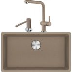 Franke Maris Mrg 210/110-72 Oyster Granit Eviye + Active Plus Doccia 2.0 Armatür + Comfort Sıvı Sabunluk Üçlü Set Oyster
