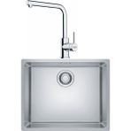 Franke Maris Mrx 110-50 Tek Gözlü Eviye Lina L Krom Spiralli Mutfak Krom Eviye Batarya Seti