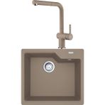 Franke Ubg 610-56 Granit Oyster Evye, Actıve Plus Doccıa 2.0 Spiralli, Oyster Armatür - Kahverengi