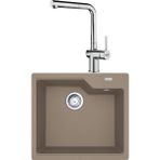 Franke Ubg 610-56 Granit Oystre Evye, Actıve Plus Doccıa 2.0 Spiralli, Krom Armatür - Kahverengi - Oyster