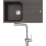 Franke Ubg 611-86 Granit Slate Grey Evye, Active Plus Doccia Krom Armatür - Slate Grey Eviye + Krom Armatür - Gri