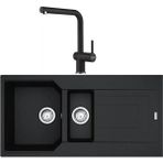 Franke UBG 651-100 Nero Granit Eviye + Active Plus Doccia 2.0 Nero Spiralli Mutfak Bataryası Seti