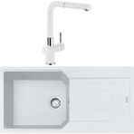 Franke Urban Ubg 611-100 Tek Gözlü Granit Eviye + Active Plus Doccia Armatür (Bianco) - Beyaz Meşe
