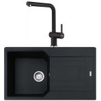 Franke Urban Ubg 611-86 Nero Granit Eviye-Active Plus Doccia Nero Batarya Seti