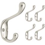 Franklin Brass Ağır Hizmet Palto ve Şapka Kancası Duvar Kancaları 3 İnç, 5'li Paket, Mat Nikel, FBCHH5-MN-C