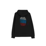 Fransa Bayrağı Damgası Parmak İzi Ön ve Arka Baskılı Sweatshirt Unisex Kapüşonlu Hoodie Siyah