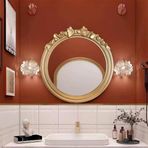Fransız Banyo Aynası, Yuvarlak Duvar Aynası, Vintage Makyaj Masası İçin, Süslü, Yuvarlak, Altın, 31 inç, Art Deco, Barok Tarzı (Şampanya, 50 * 50 cm / 20 x 20 inç) (Altın, 80 x 80 cm / 31 x 31 in