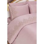 Fransız Dantelli Sultans Tek Kişilik Nevresim Takımı 4 Parça Pudra - 160 x 220 cm