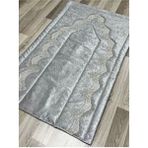 Fransız Güpür Işlemeli Kadife Çeyizlik Gelin Seti Seccadesi - 70 x 120 cm - Gri