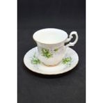 Fransız Limoges Yeşil Gül Bone China Porselen Duble Kahve Fincanı ve Tabağı 2 Parça 120 ml - 1 Adet