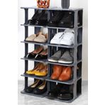 Frapan Home 5 Katlı Plastik Ayakkabılık Raf Düzenleyici Organizer 2'li Set Gri