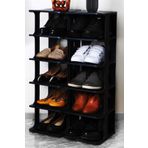 Frapan Home 5 Katlı Plastik Ayakkabılık Raf Düzenleyici Organizer 2'li Set Siyah