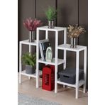 Frapan Home 6 Raflı Plastik Raf Ünitesi Saksılık Çiçeklik Saksı Standı Dekoratif Raf Beyaz
