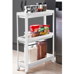Frapan Home Tekerlekli Raf Ünitesi 3 Katlı Mutfak Rafı Banyo Rafı Banyo Düzenleyici Dar Alan Organizer Beyaz