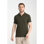Frappoli 2032 Rico Erkek Haki %100 Pamuk Waffle Regular Fit Polo Yaka Tişört - 3XL