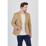 Frappoli 3115 Erkek Açık Vizon Esnek Likralı Pamuk Karışımlı Slim Fit İlkbahar-Yaz Spor Blazer Ceket