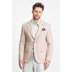 Frappoli Abrines Erkek Bej Pamuklu Likralı Esneyen Kumaşlı Slim Fit Spor Blazer Ceket