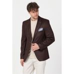Frappoli Adelfo Erkek Kahve Süet Slim Fit Mono Yaka Spor Blazer Ceket