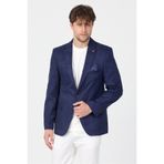 Frappoli Adelfo Erkek Koyu Lacivert Süet Slim Fit Mono Yaka Spor Blazer Ceket